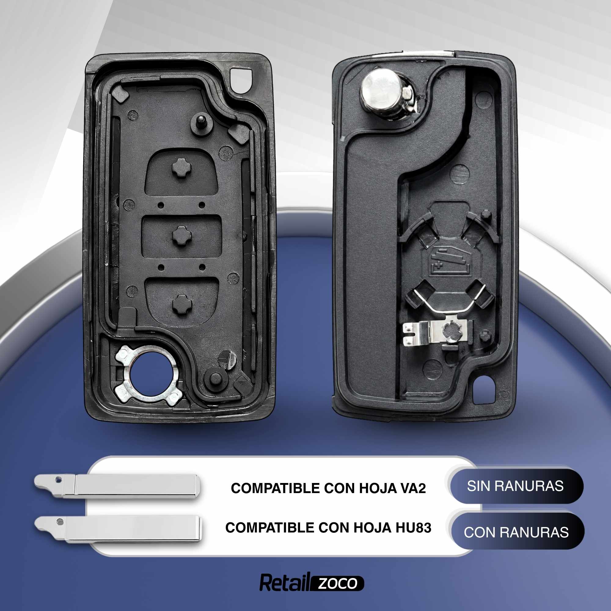Carcasa mando llave del coche 3 botones compatible con peugeot y citroen negro v2 - imagen 2