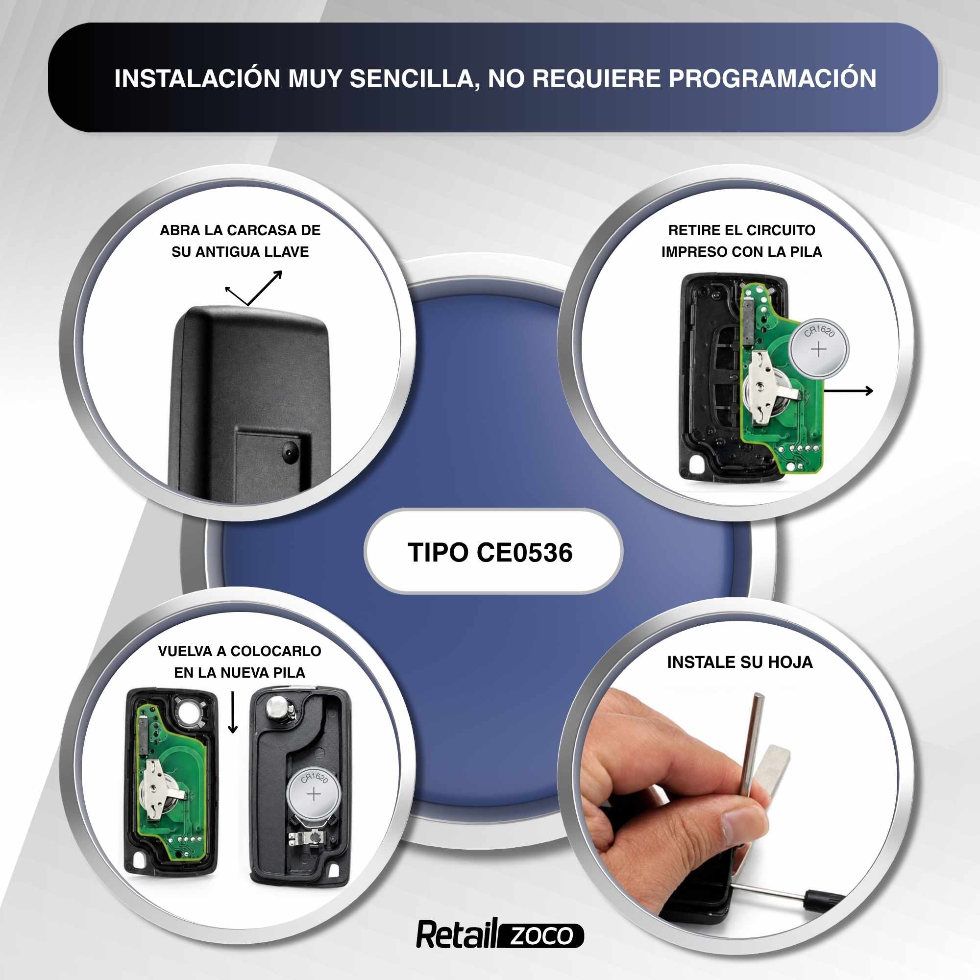 Carcasa mando llave del coche 3 botones compatible con peugeot y citroen negro v2 - imagen 6