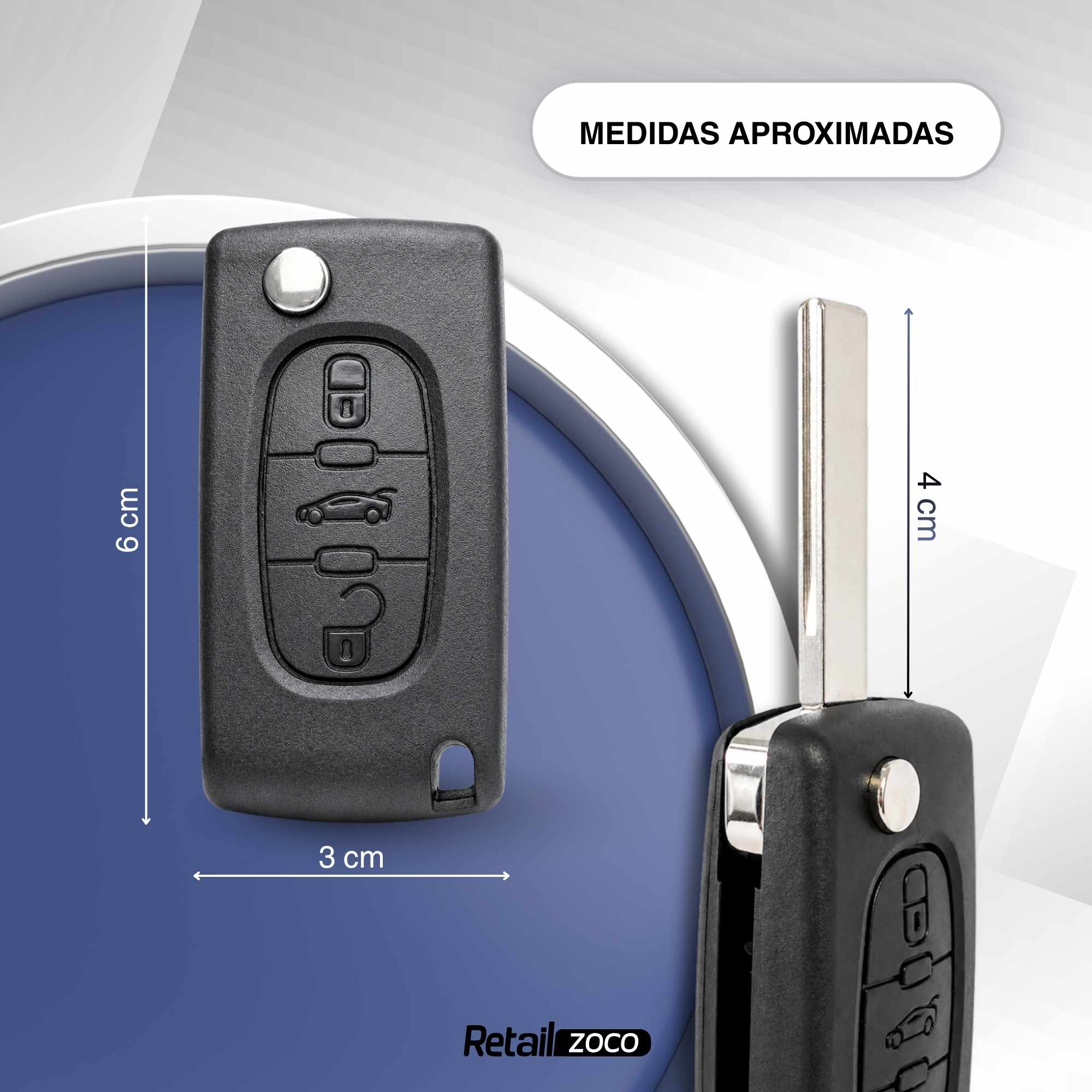 Carcasa mando llave del coche 3 botones compatible con peugeot y citroen negro v2 - imagen 7