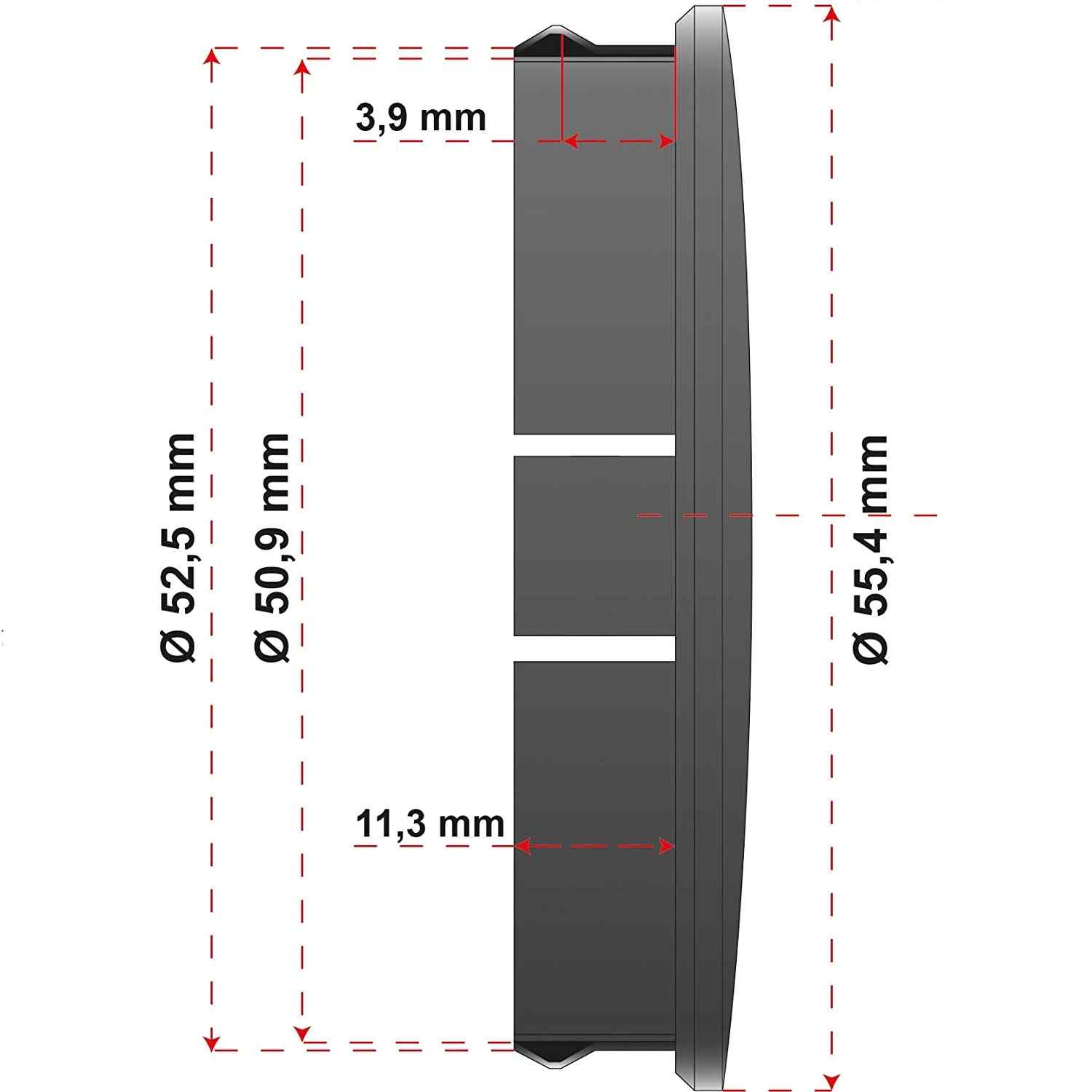 Embellecedor para llantas tapacubo Universal 56 mm (4 uds) negro - imagen 4