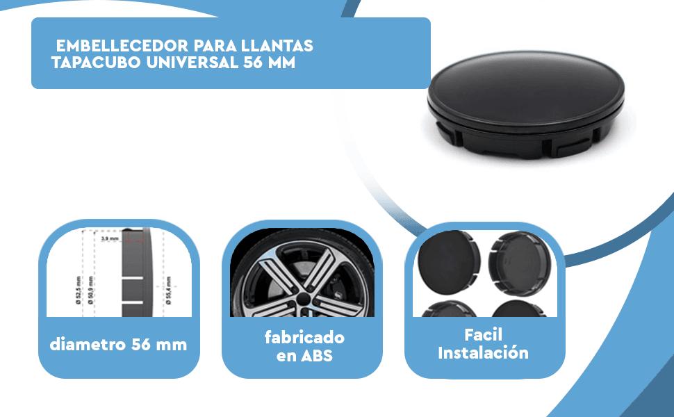Banner - Embellecedor para llantas tapacubo Universal 56 mm (4 uds) negro