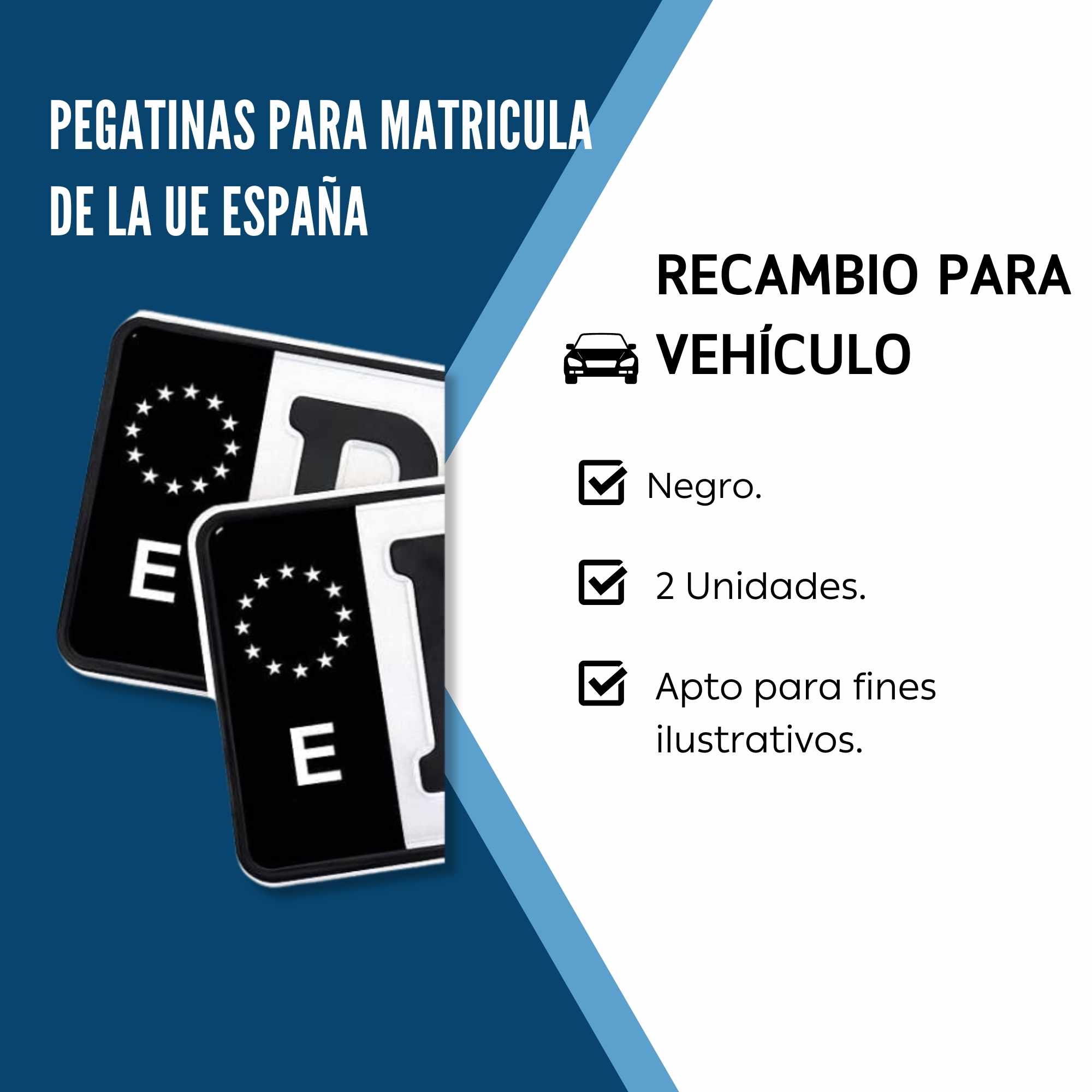 Pegatinas para matricula de la UE España (2 uds) negro - imagen 2