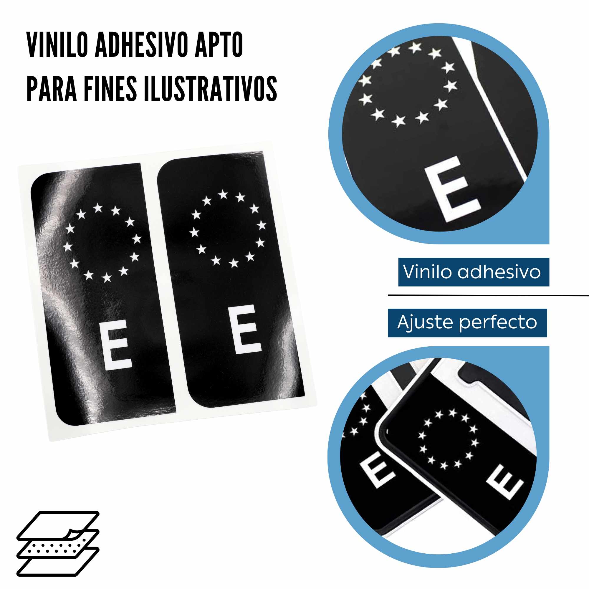 Pegatinas para matricula de la UE España (2 uds) negro - imagen 4