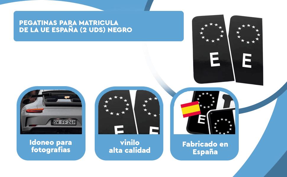 Banner - Pegatinas para matricula de la UE España (2 uds) negro