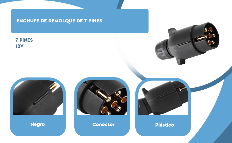 Banner - Enchufe de Remolque de 7 Pines 12V Negro