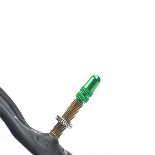 Tapon de aluminio para valvula de bicicleta (5 uds) verde - imagen 2