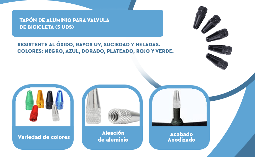 Banner - Tapon de aluminio para valvula de bicicleta (5 uds) verde
