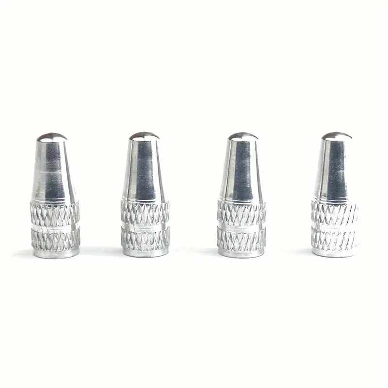Tapon de aluminio para valvula de bicicleta (5 uds) plateado