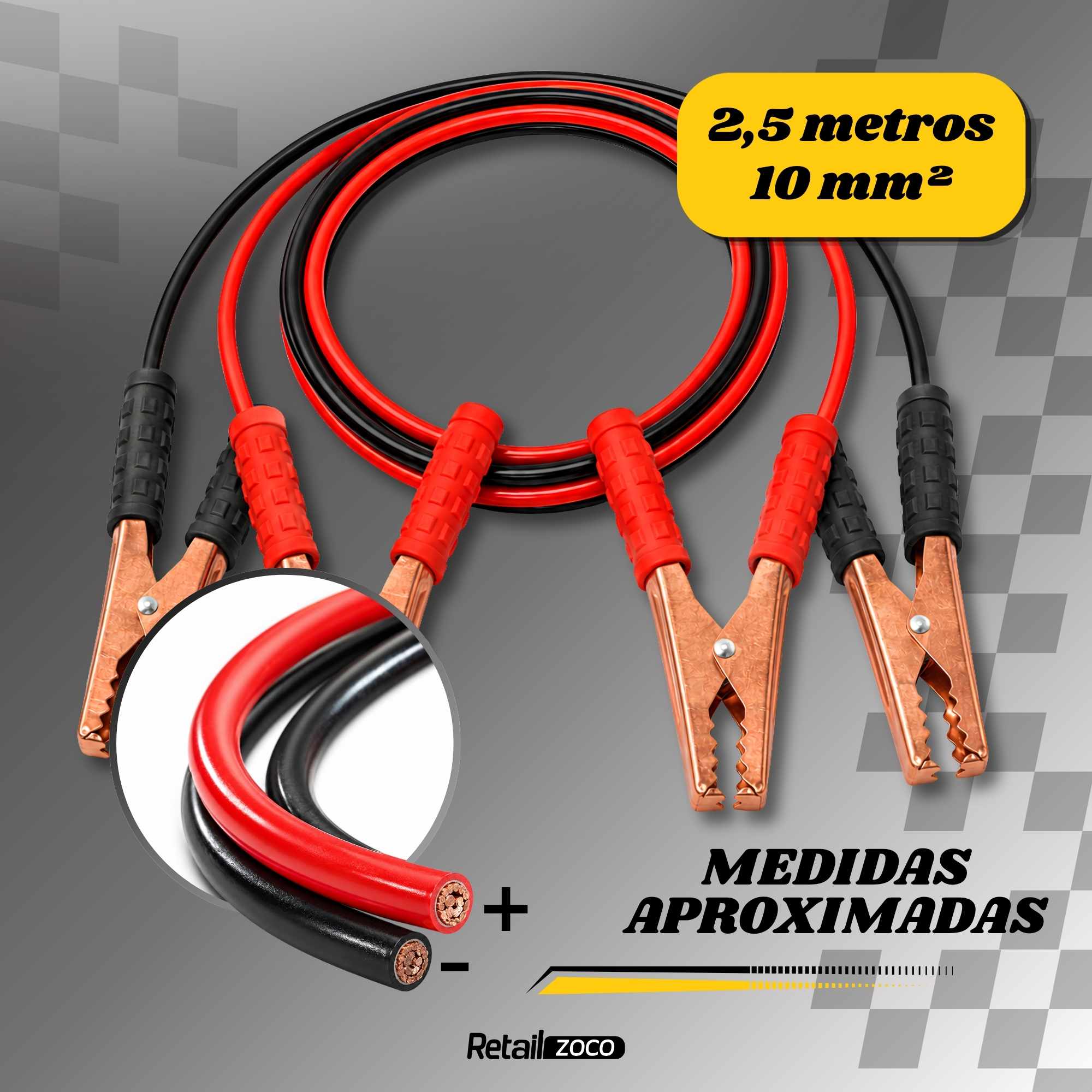 Pinzas de bateria de Coche y Motos 2.5 M rojo-negro 800 A - imagen 3