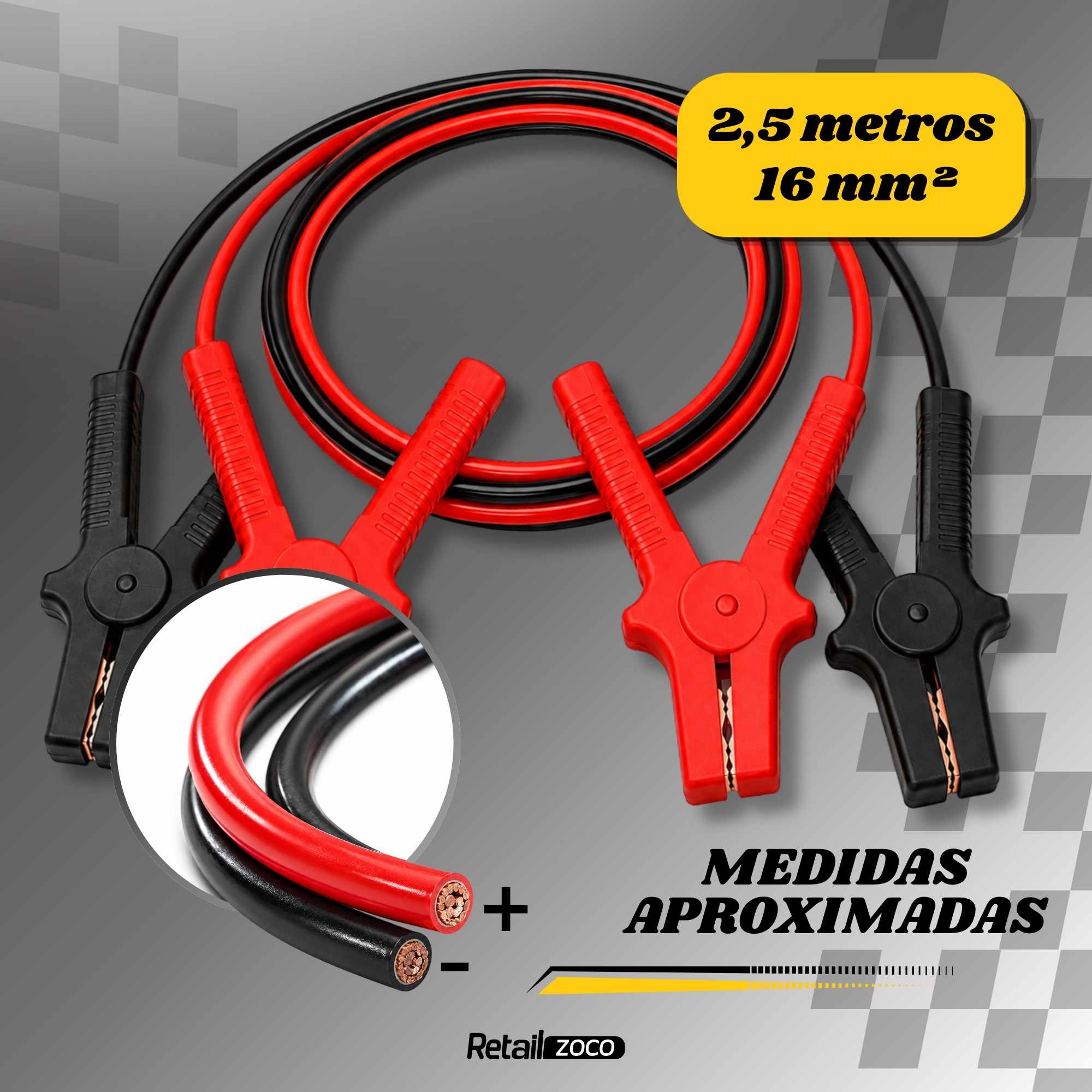 Pinzas de bateria de Coche y Motos 2.5 M rojo-negro 1000 A - imagen 3