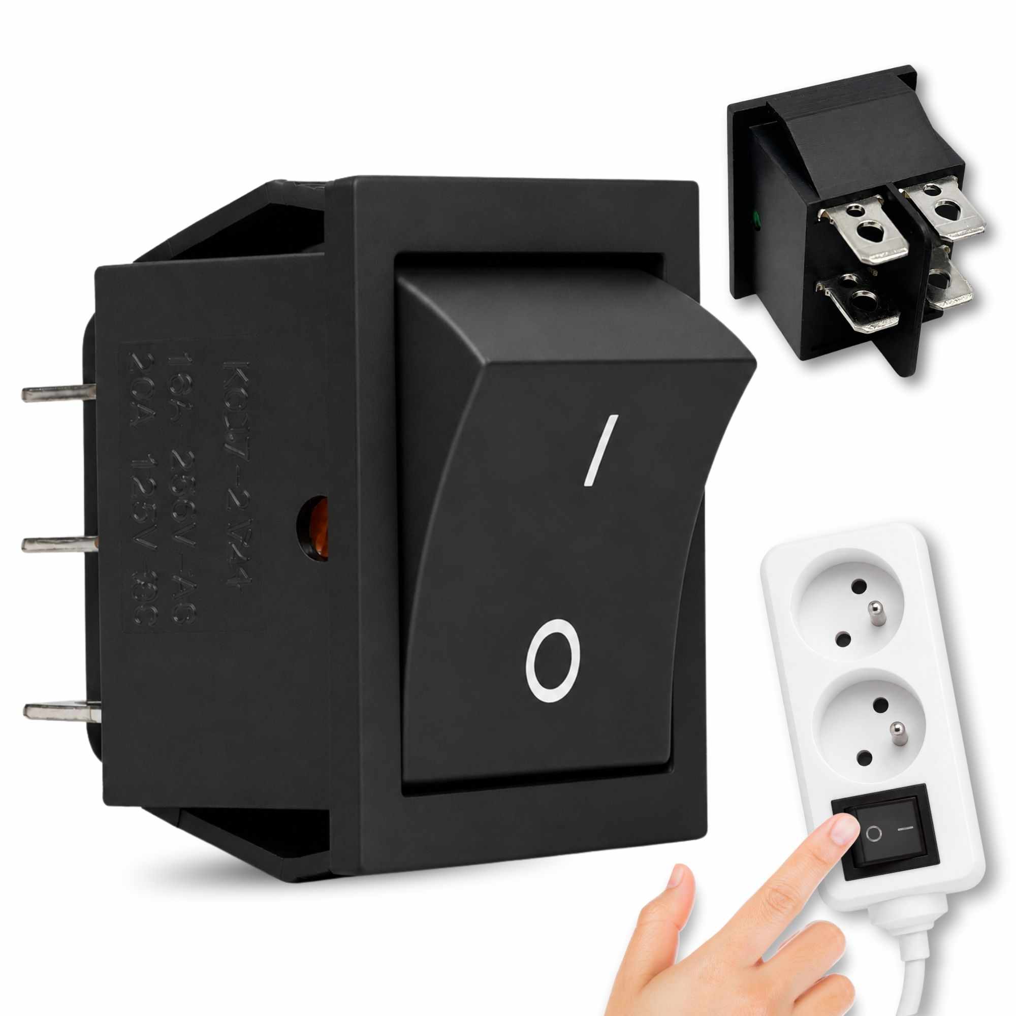 Interruptor basculante DPST ON/OFF 4 pin 16A negro
