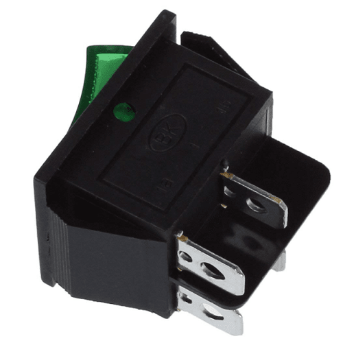 Interruptor basculante DPST ON/OFF 4 pin 16A verde - imagen 1