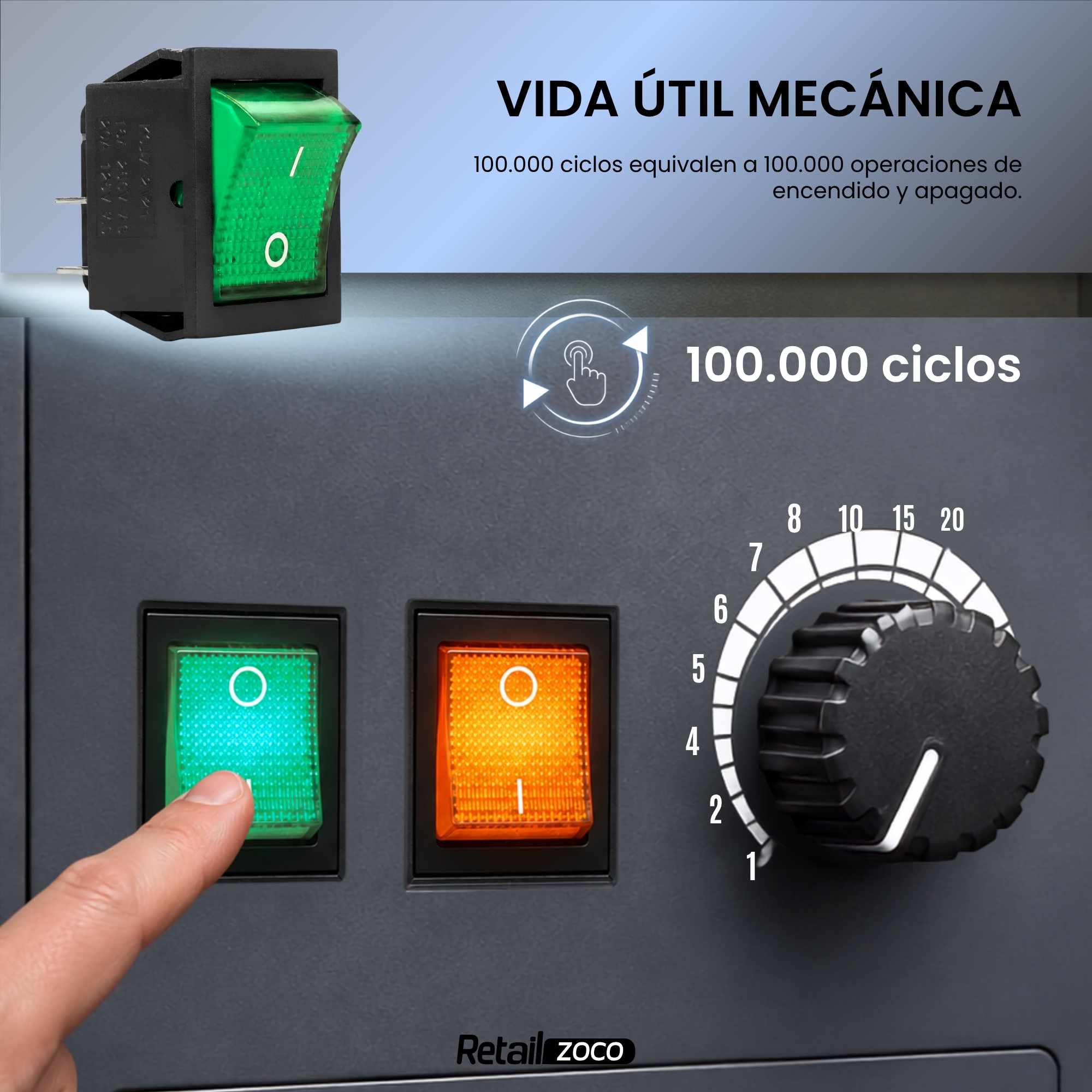 Interruptor basculante DPST ON/OFF 4 pin 16A verde - imagen 6