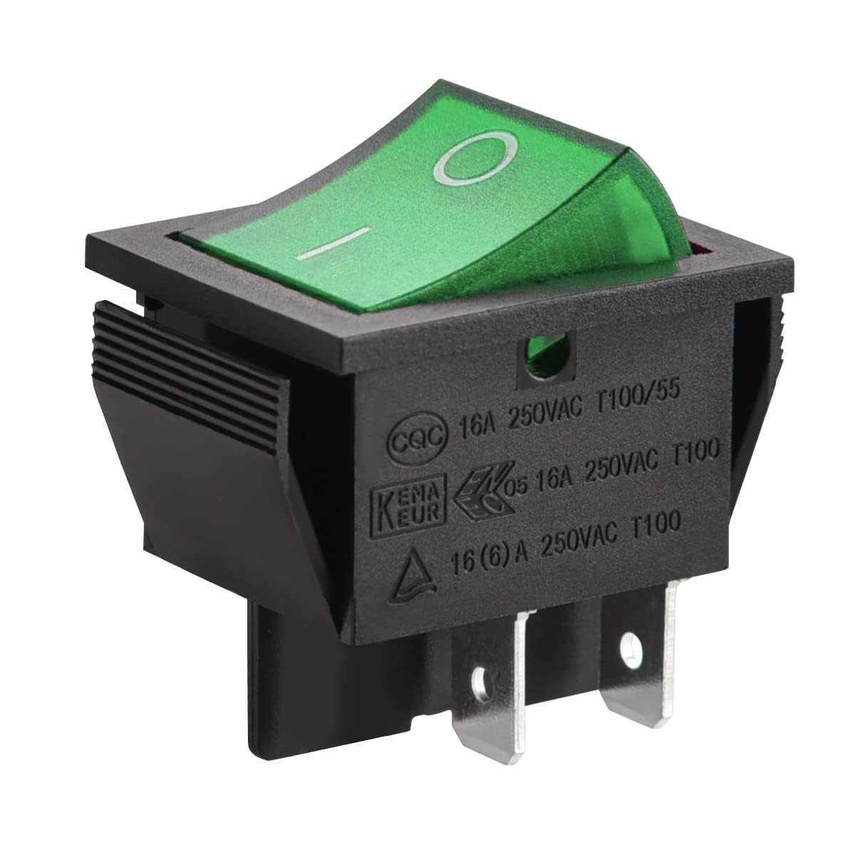 Interruptor basculante DPST ON/OFF 4 pin 16A verde - imagen 4