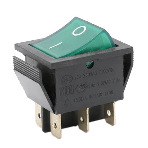 Interruptor basculante DPDT ON/OFF 6 pin 16A verde - imagen 1