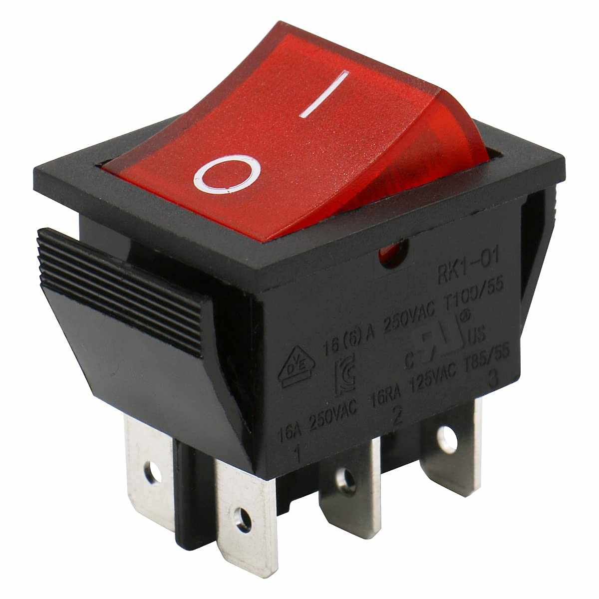 Interruptor basculante DPDT ON/OFF 6 pin 16A rojo