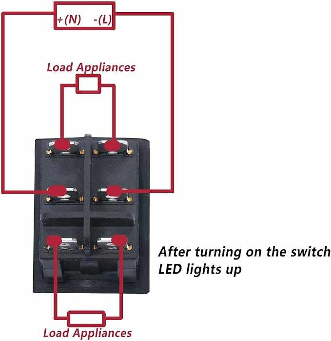 Interruptor basculante DPDT ON/OFF 6 pin 16A rojo - imagen 5