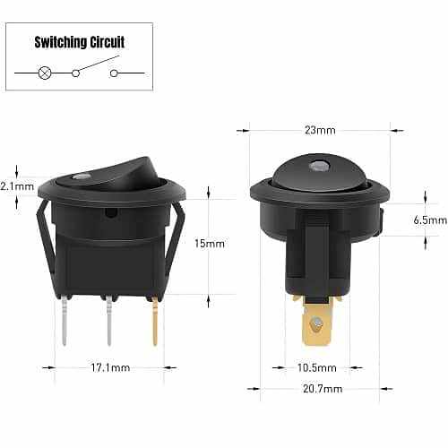 Interruptor redondo basculante de 3 vias ON/OFF 20 A con luz blanco - imagen 2