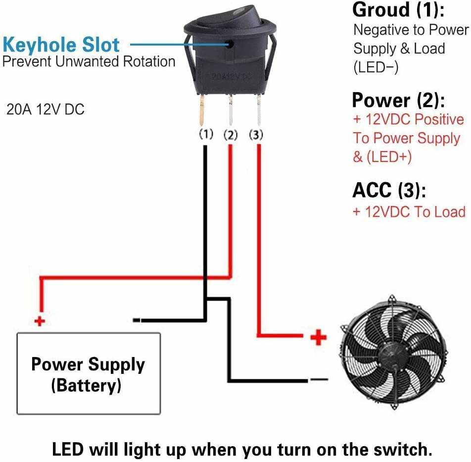 Interruptor redondo basculante de 3 vias ON/OFF 20 A con luz blanco - imagen 3