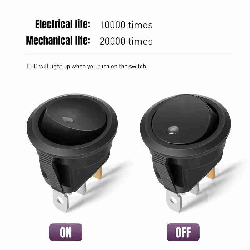 Interruptor redondo basculante de 3 vias ON/OFF 20 A con luz blanco - imagen 5
