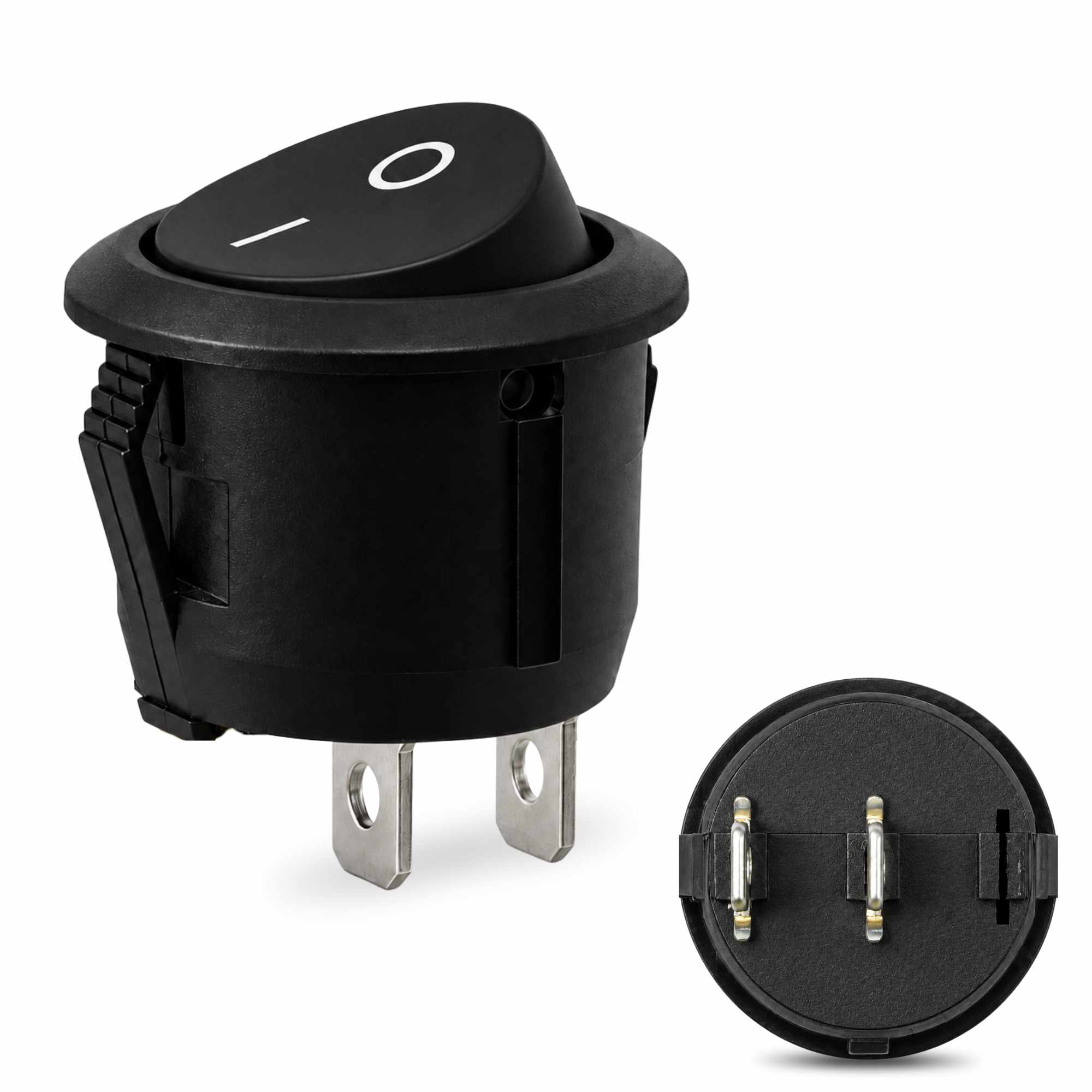 Interruptor redondo basculante de 2 vias ON/OFF 6A negro