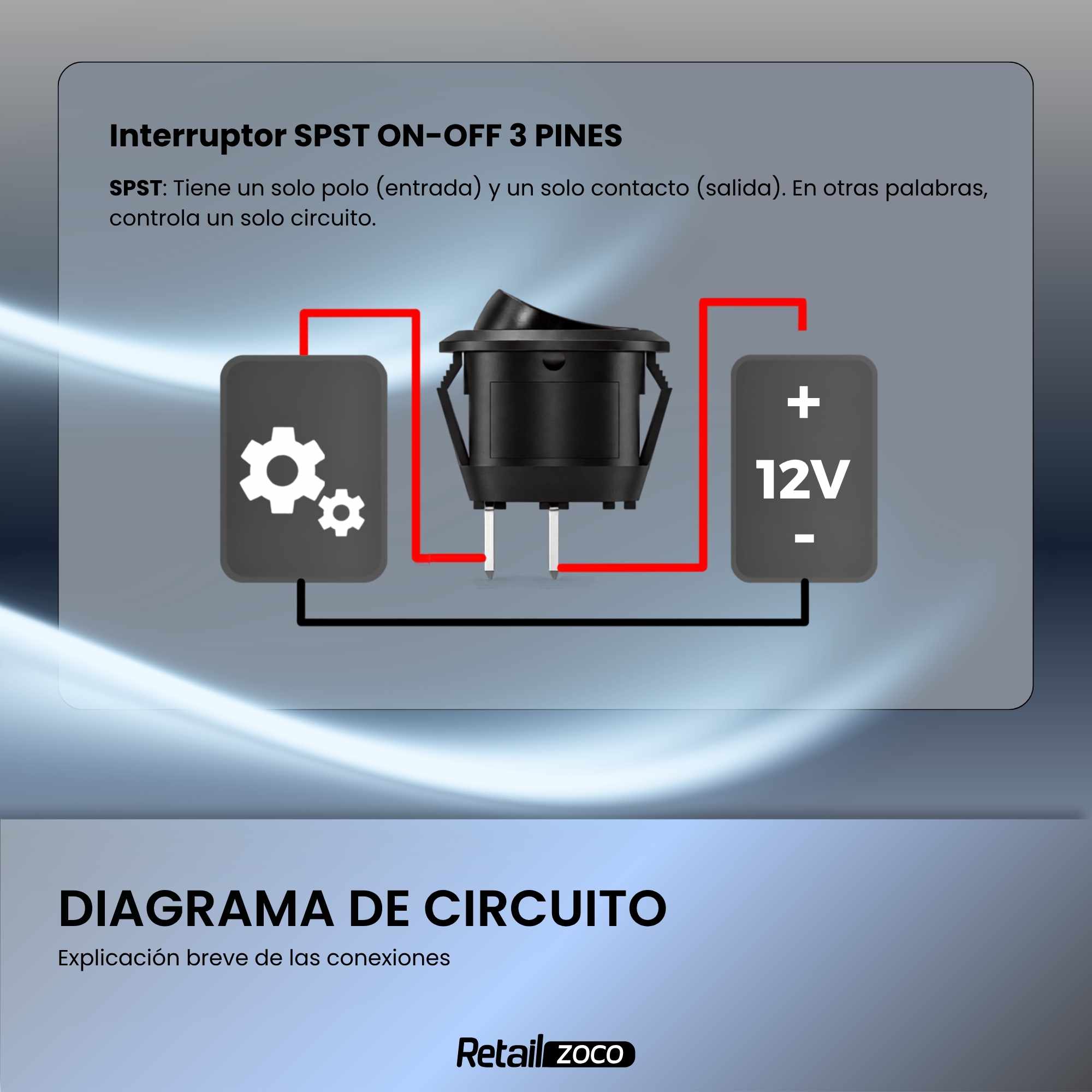 Interruptor redondo basculante de 2 vias ON/OFF 6A rojo - imagen 5