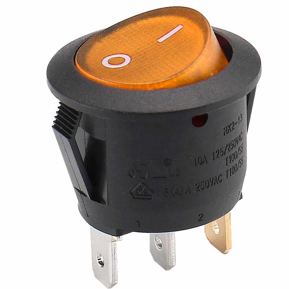 Interruptor redondo basculante de 3 vias ON/OFF 6A Naranja