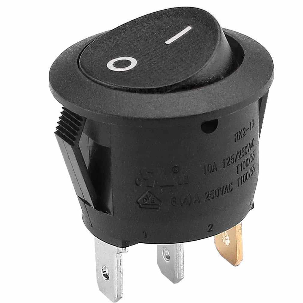 Interruptor redondo basculante de 3 vias ON/OFF 6A Negro - imagen 1