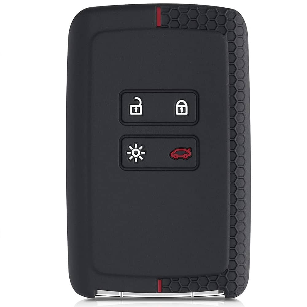 Funda silicona mando llave del coche 4 botones compatible con Renault y Dacia negro rojo