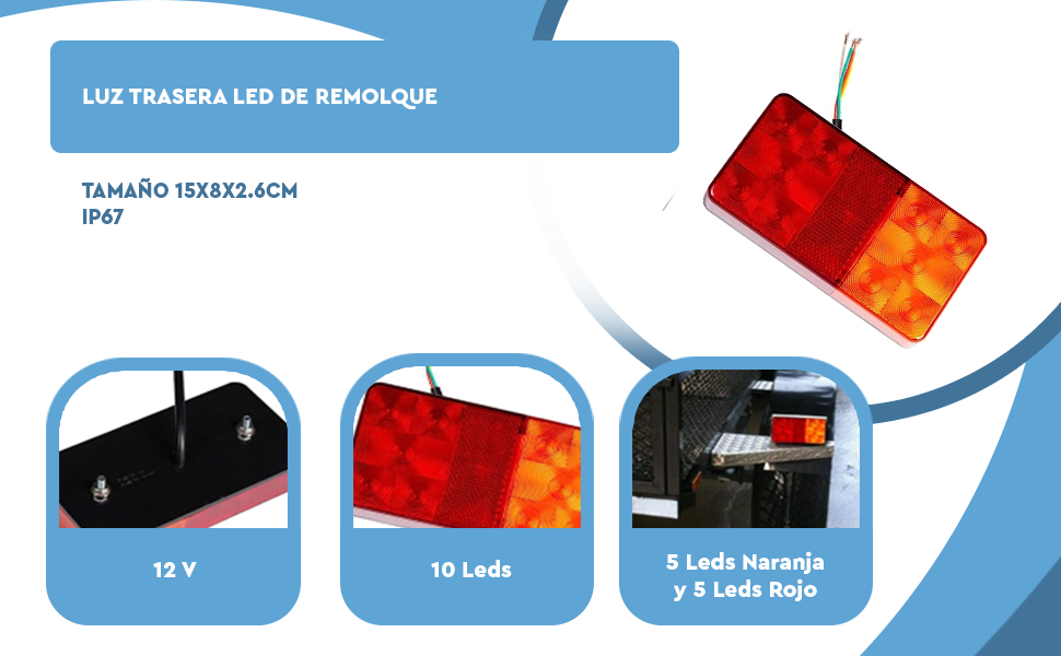 Banner - Piloto trasero de la caravana camion remolque 12V 10 LED