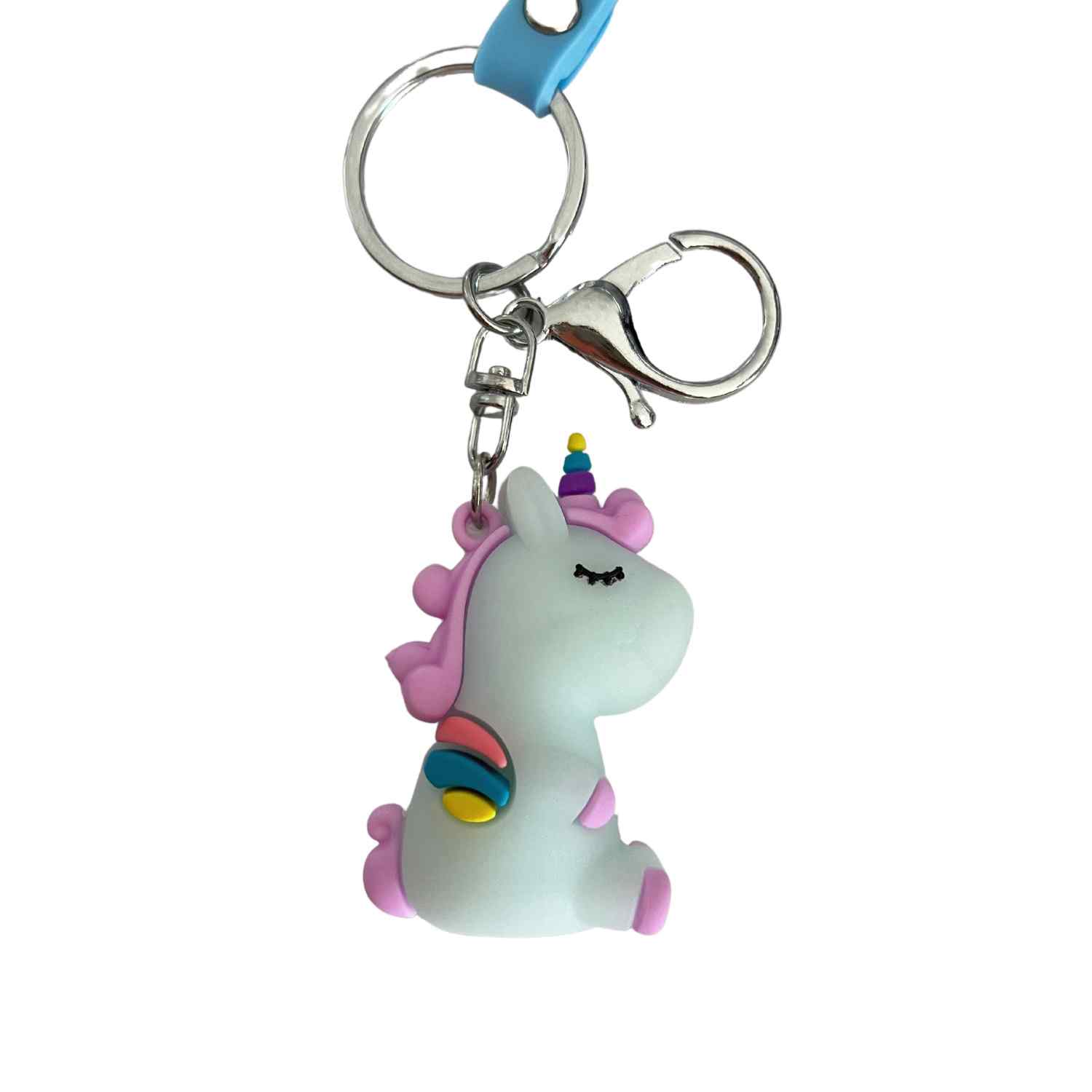Llavero unicornio con colgante love azul - imagen 2