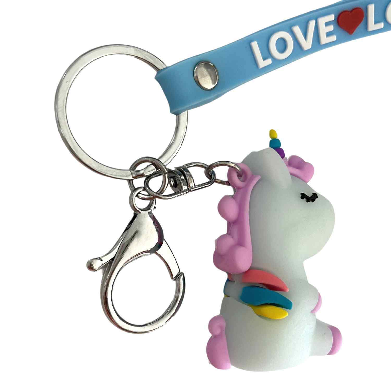 Llavero unicornio con colgante love azul - imagen 5