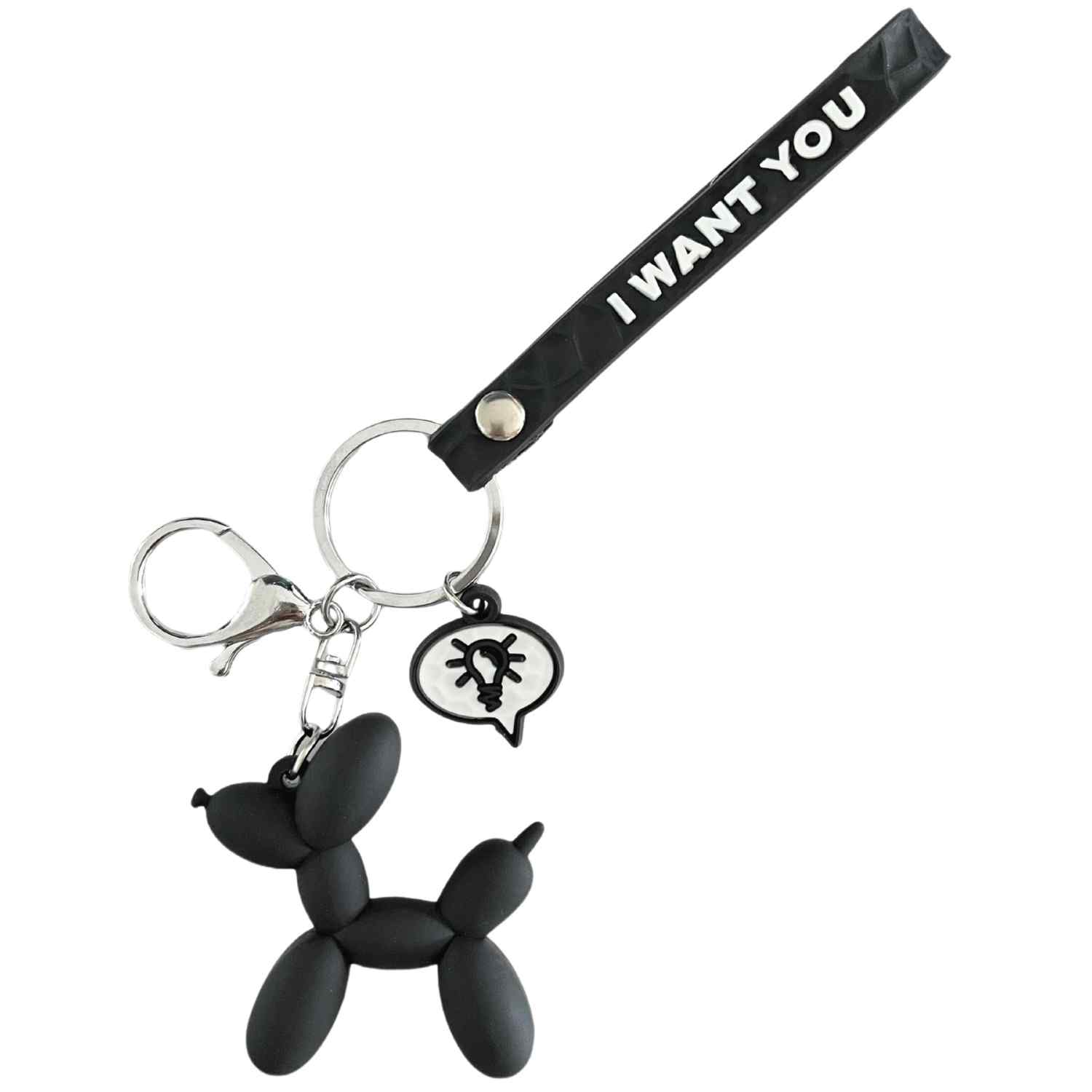 Llavero perro con colgante negro
