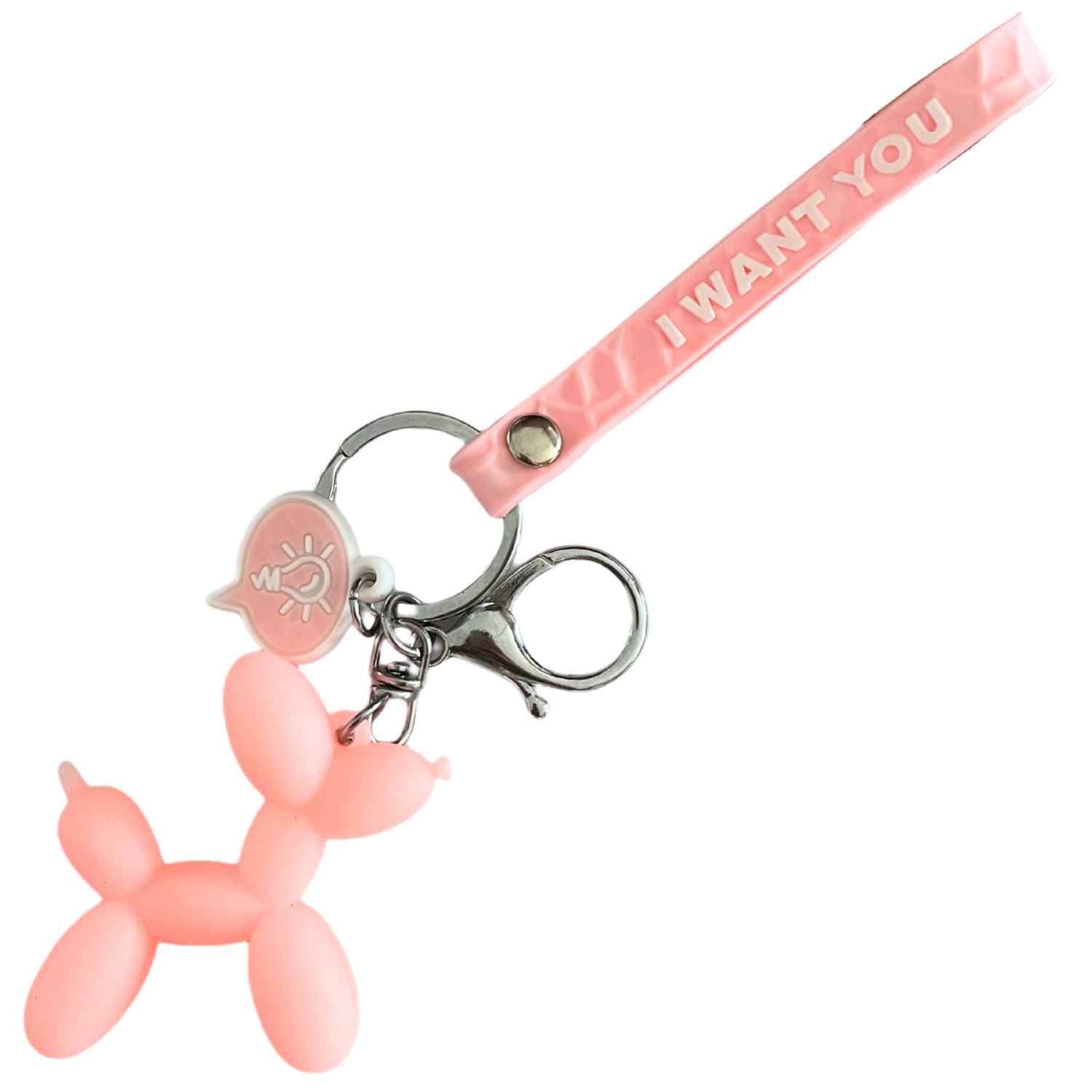 Llavero perro con colgante rosa
