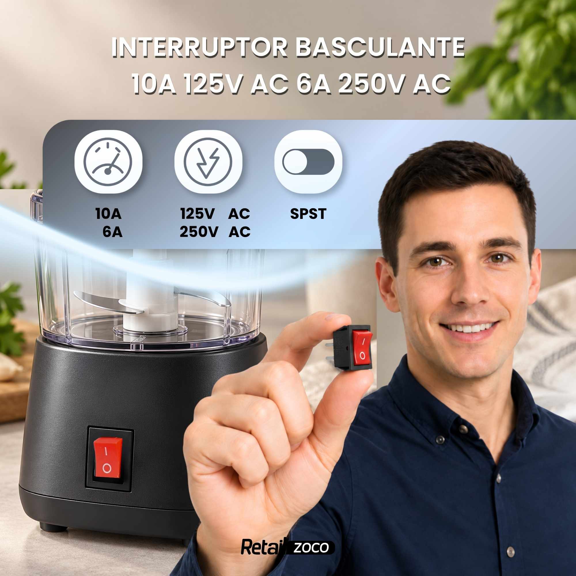 Interruptor universal 2 pin on-off 10A rojo - imagen 2