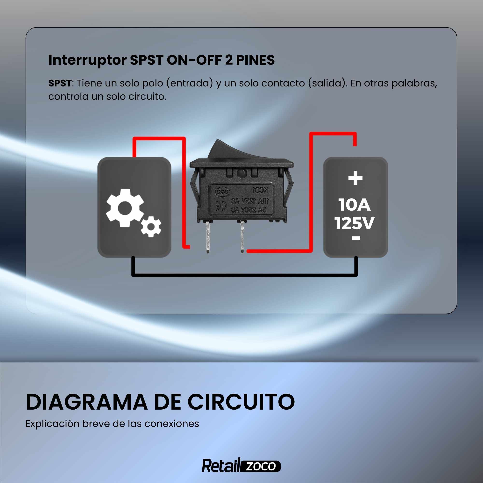 Interruptor universal 2 pin on-off 10A rojo - imagen 5
