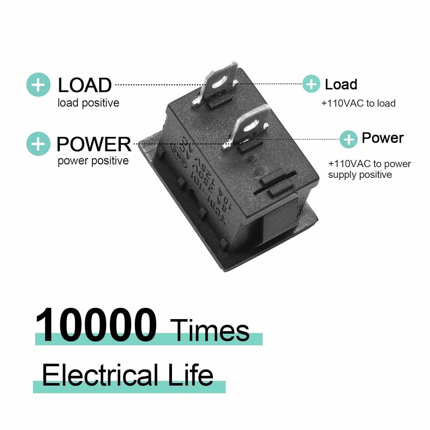 Interruptor universal 2 pin on-off 10A rojo - imagen 3