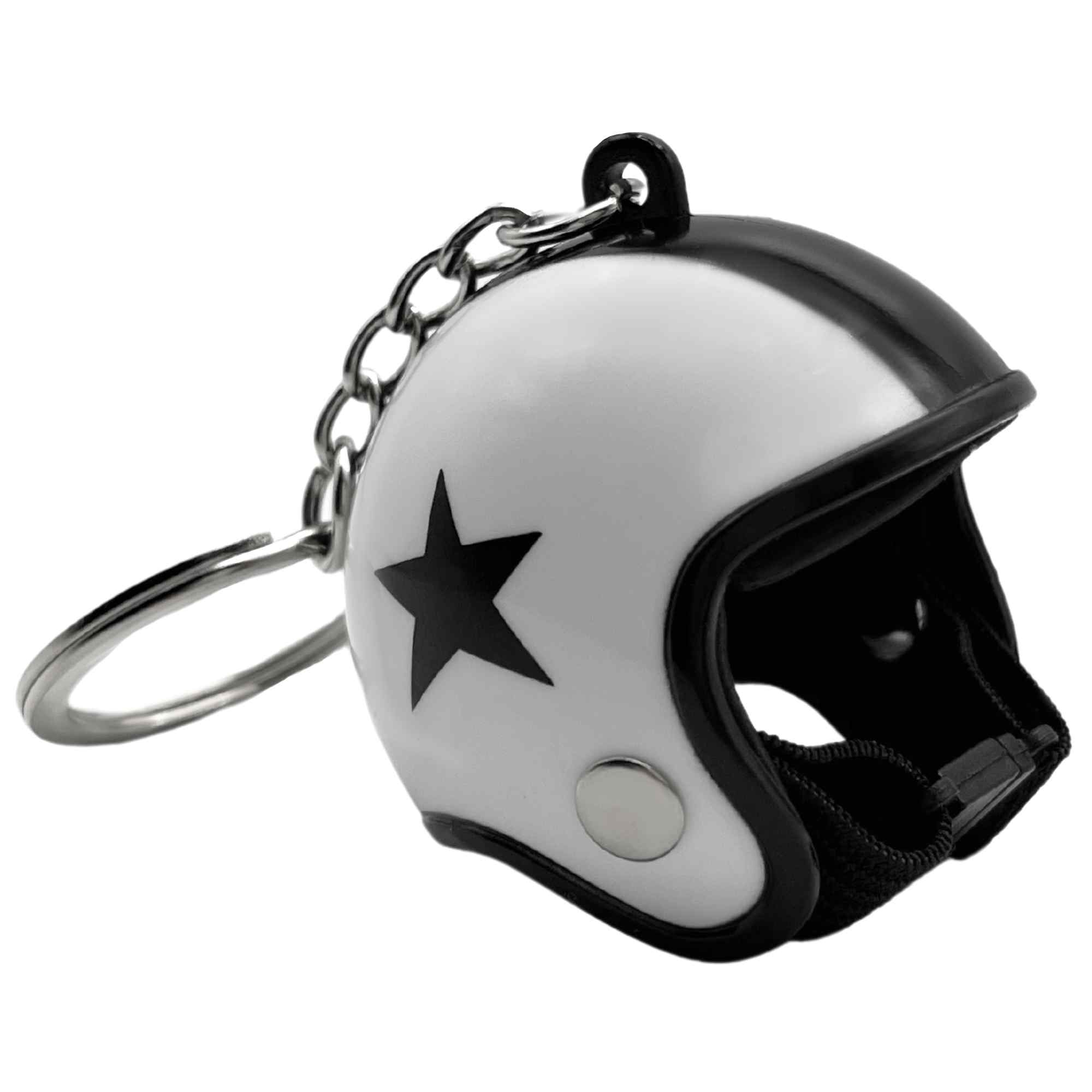 Llavero casco de moto colgante blanco negro - imagen 1
