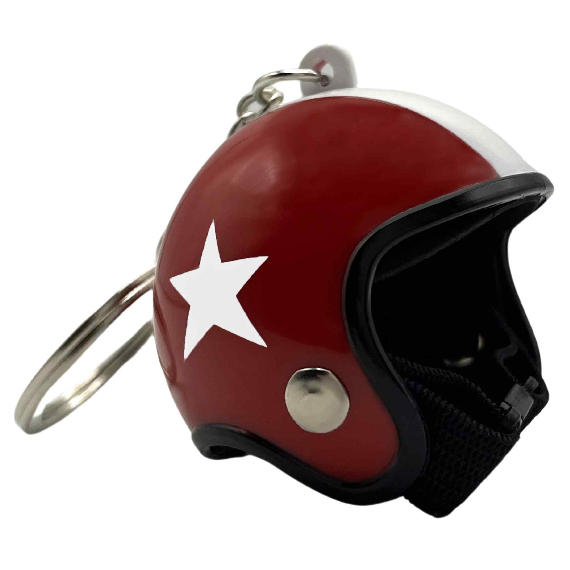 Llavero casco de moto colgante rojo blanco - imagen 1