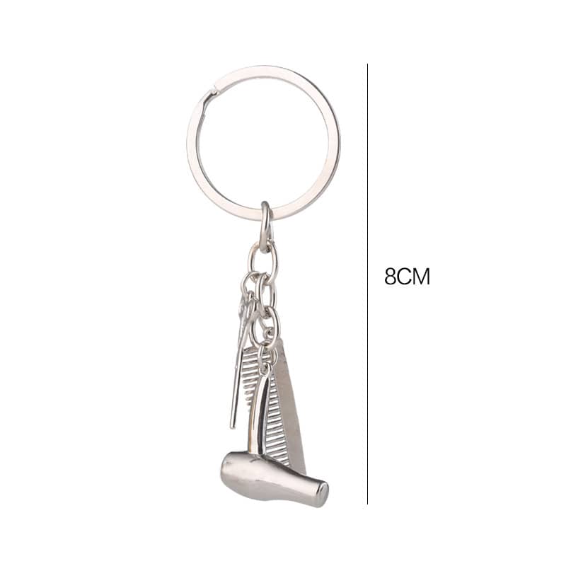 Llavero peluquero tijera peine secador mini metalico - imagen 3