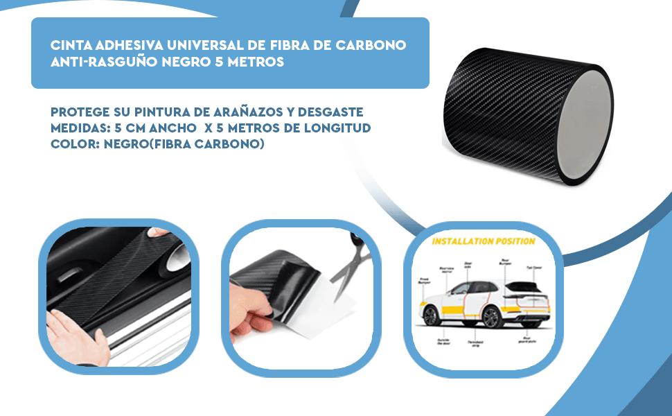 Banner - Cinta Adhesiva Universal de Fibra de Carbono Anti-rasguño negro 5 metros