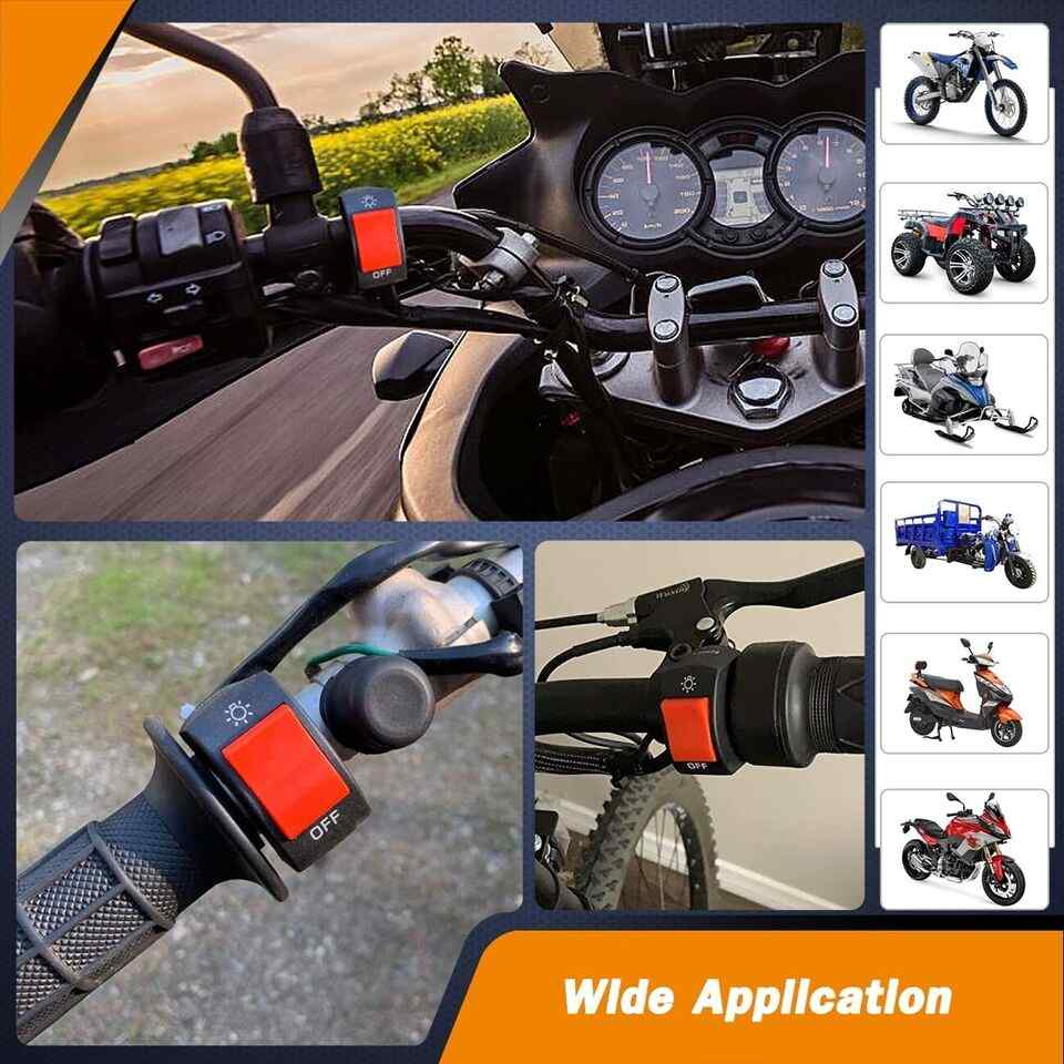 Interruptor luces faros delanteros para manillar de moto 12 V CC negro - imagen 3