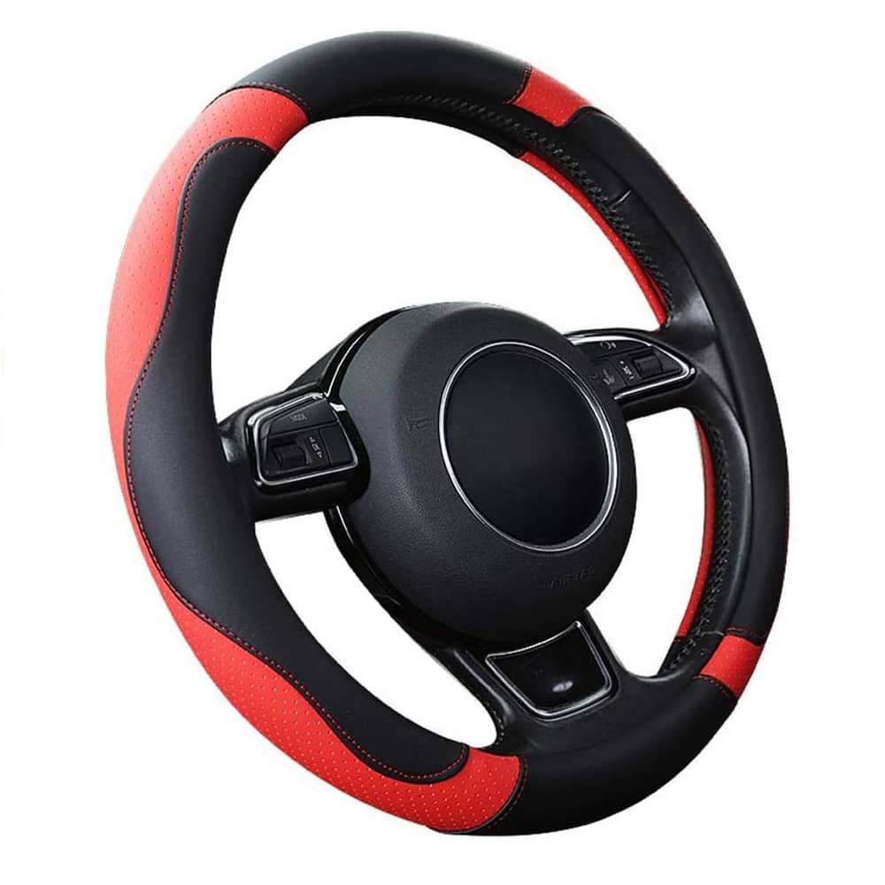 Funda para volante universal cuero de Microfibra 37-38cm rojo - imagen 1