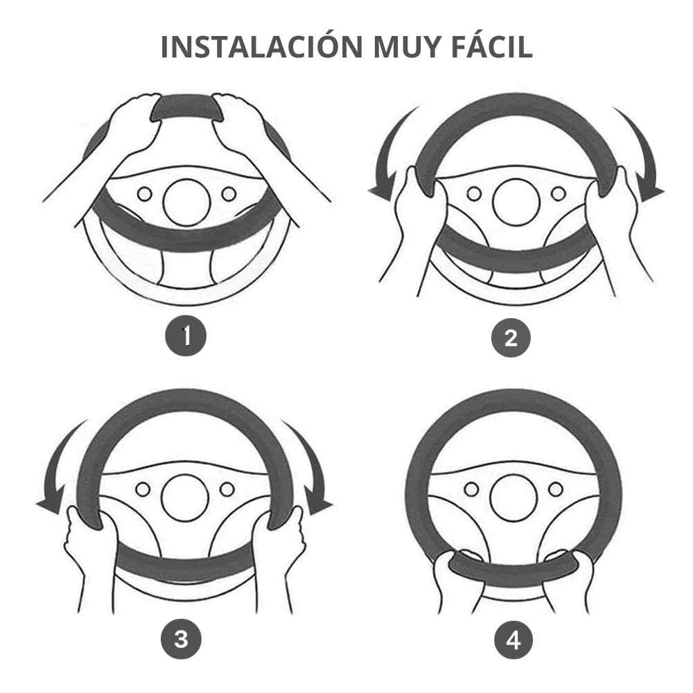 Funda para volante universal cuero de Microfibra 37-38cm rojo - imagen 5