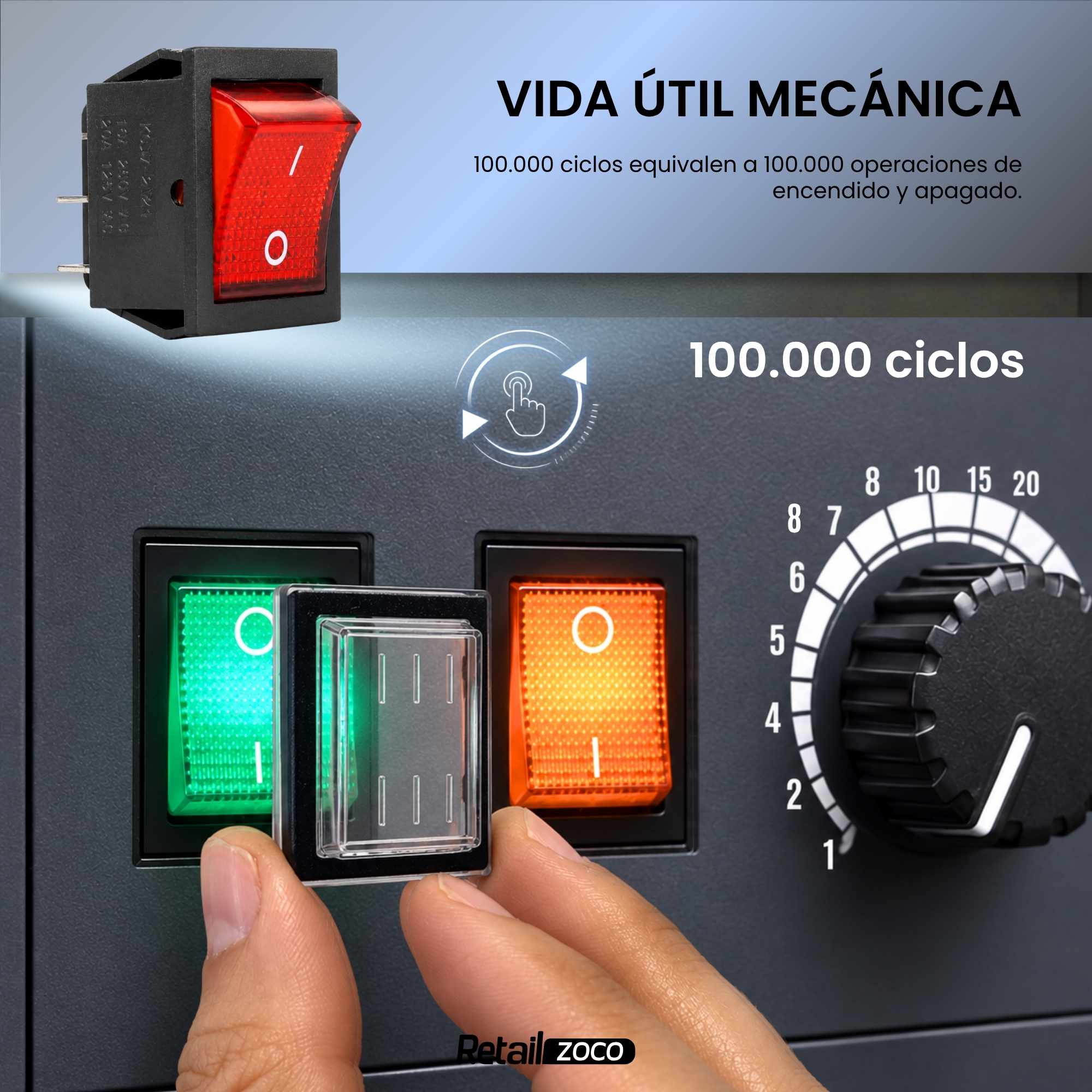 Interruptor basculante ON-OFF DPST 4 vias impermeable Rojo 16 A - imagen 4