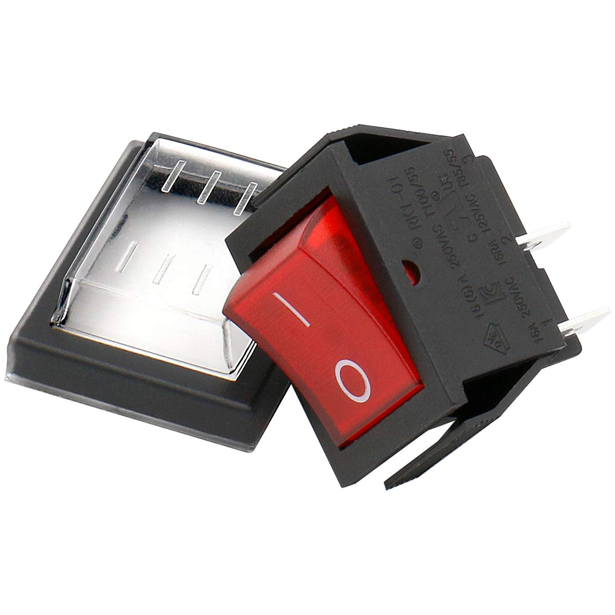 Interruptor basculante ON-OFF DPST 4 vias impermeable Rojo 16 A - imagen 4