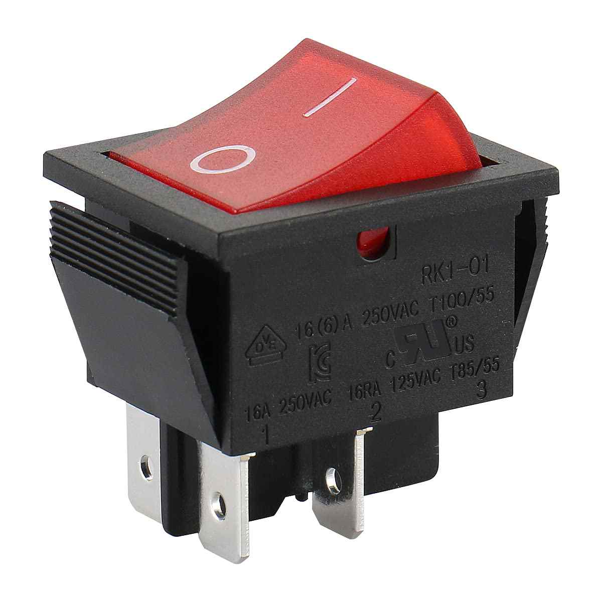 Interruptor basculante ON-OFF DPST 4 vias impermeable Rojo 16 A - imagen 3