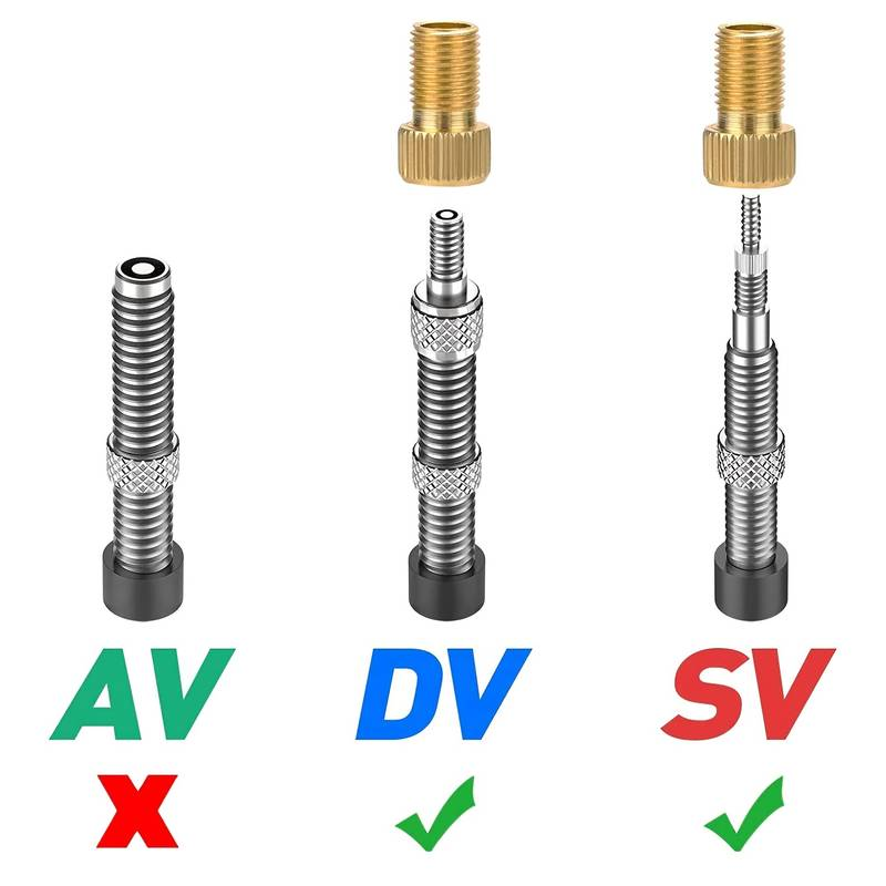 Adaptador de aluminio de valvula Presta a Schrader para bicicleta dorado - imagen 2