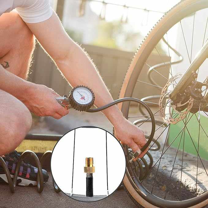 Adaptador de aluminio de valvula Presta a Schrader para bicicleta dorado - imagen 6