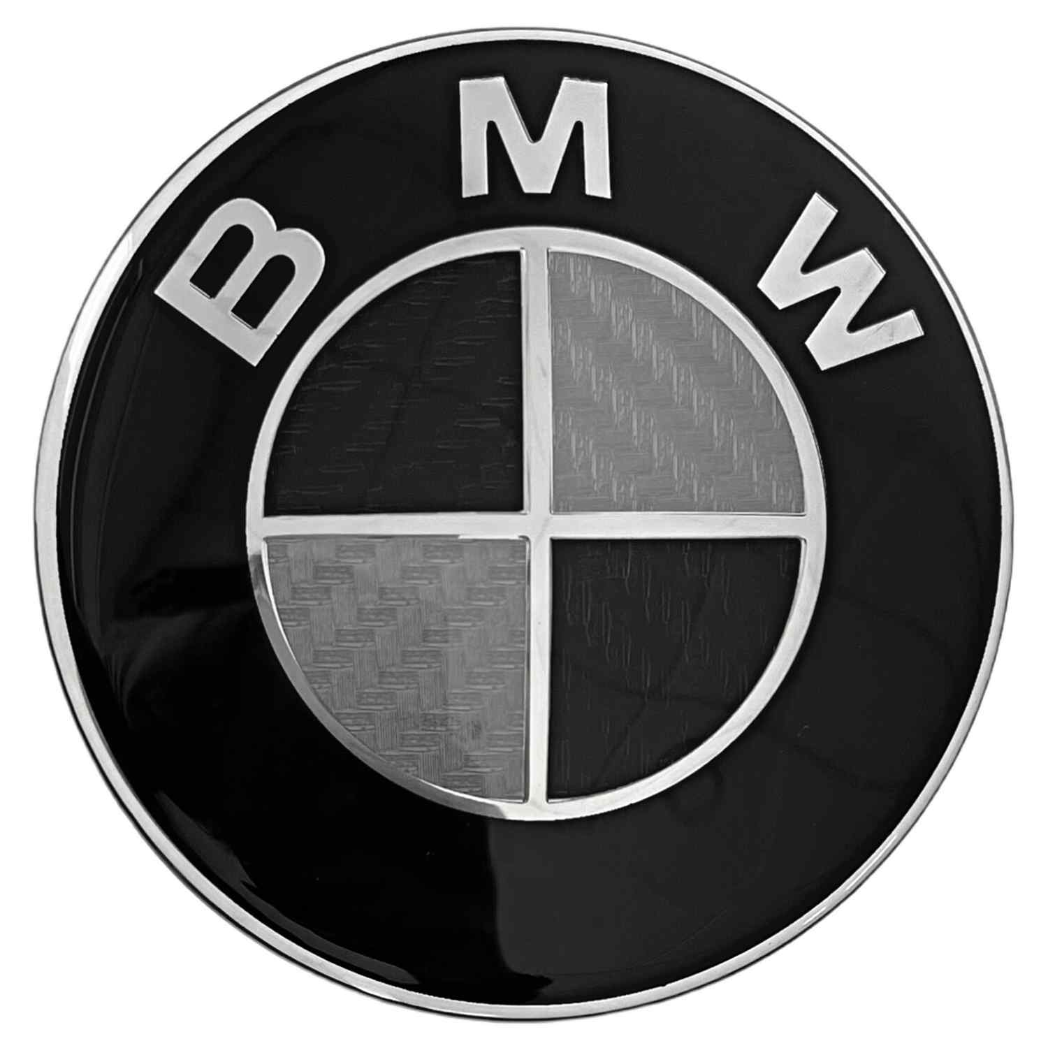 Emblema para capo compatible con BMW 73 mm negro-blanco cromado - imagen 2